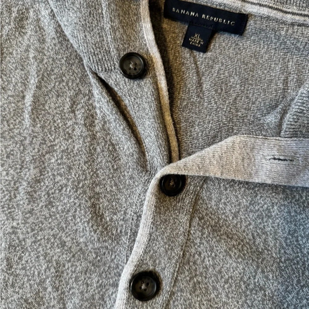 Banana Republic Men’s’ Charcoal Button-Up Knit Sweater